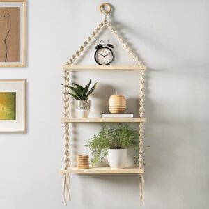 Macrame Wall Hanging 3-Tier Floating Shelves