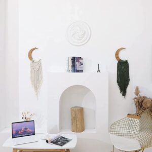 Wooden Crescent Moon Macrame Wall Hanging TDF1